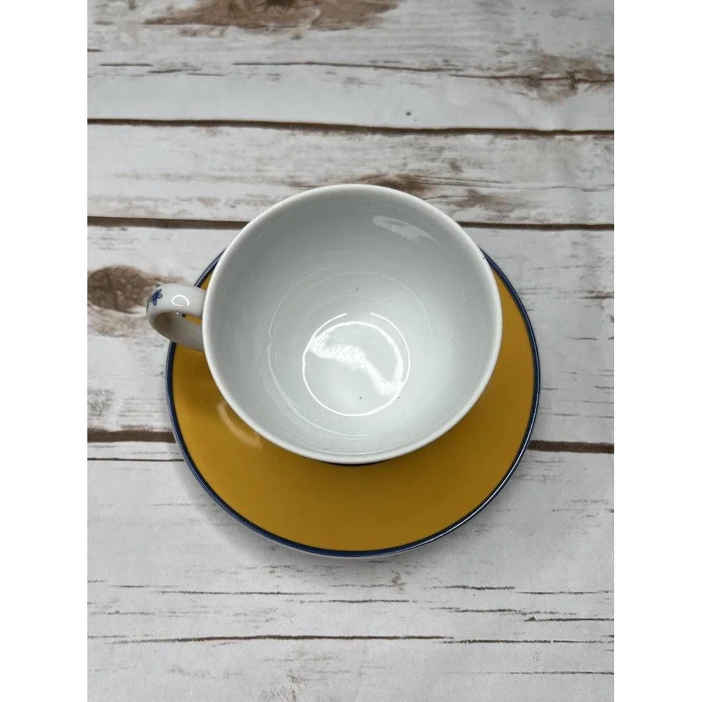 Vista Alegre Danubian Made in Portugal Floral Yellow‎ Tea Cup with Saucer